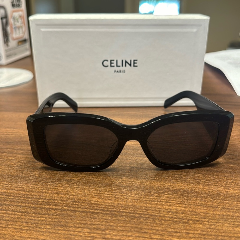 Brand new black Celine Triomphe Acetate Rectangle Sunglasses